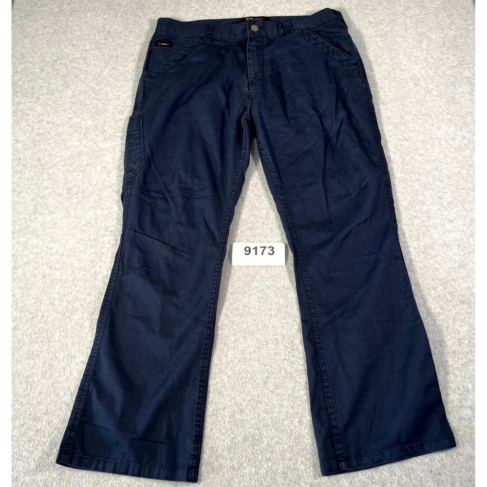 Forge FR Flame Resistant Work Wear Pants Mens 36x30 Blue Ripstop Flat Front